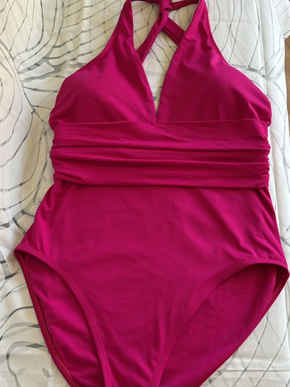 Ralph Lauren Fuchsia One-Piece Swimsuit with Ruched Waist Sz 8